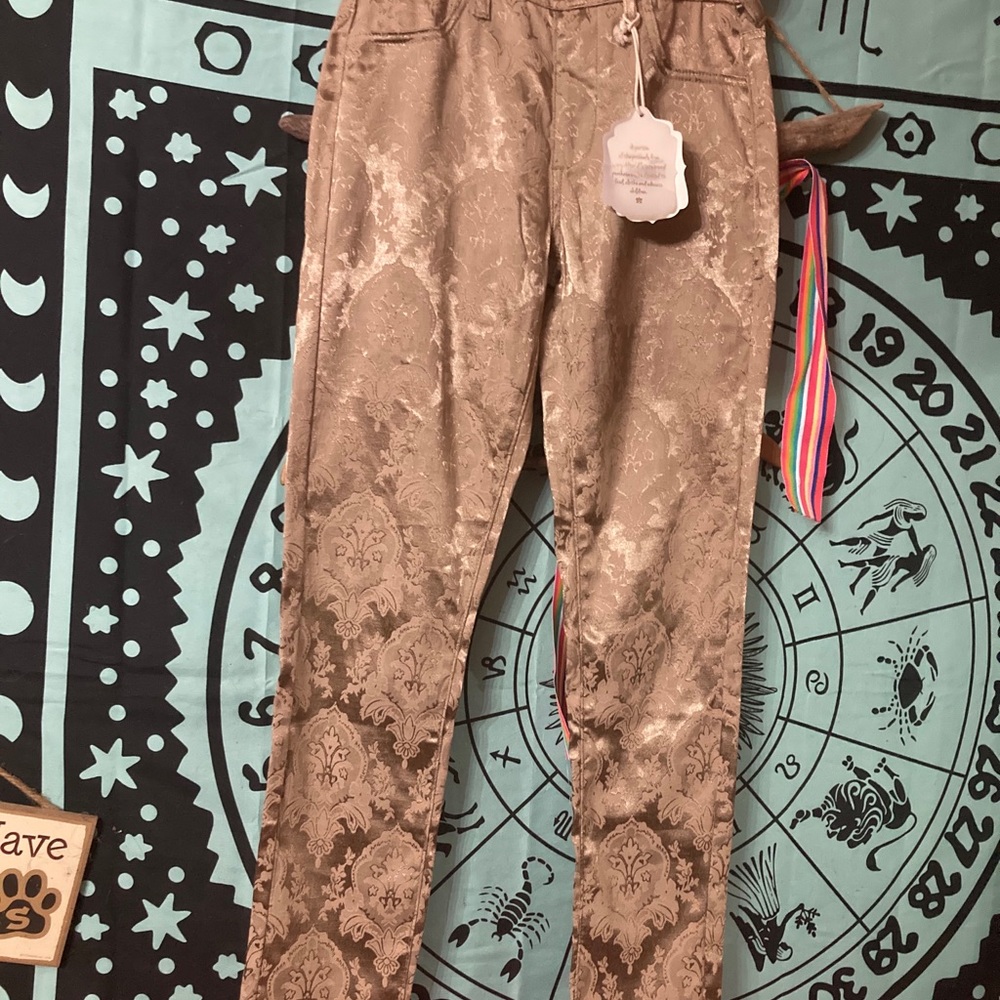 Gold Altar’d State Leggings BNWT Brocade Small Holiday Bohemian